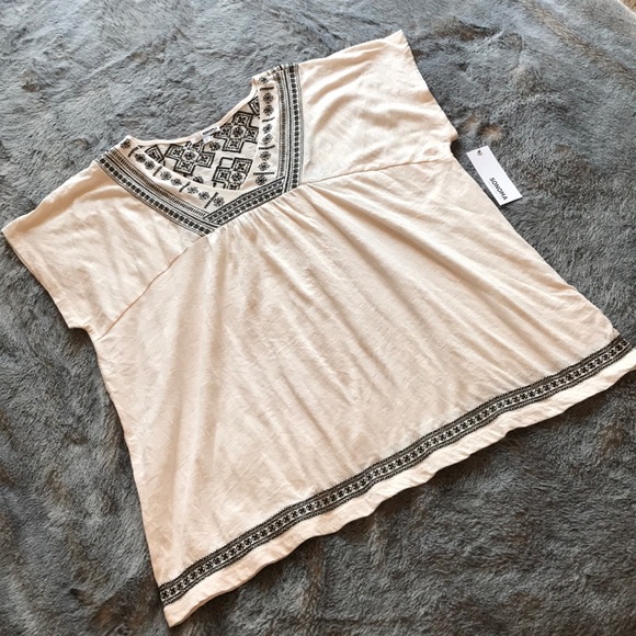Sonoma Tops - NWT [sonoma] Off White & Black Boho Top Size XL
